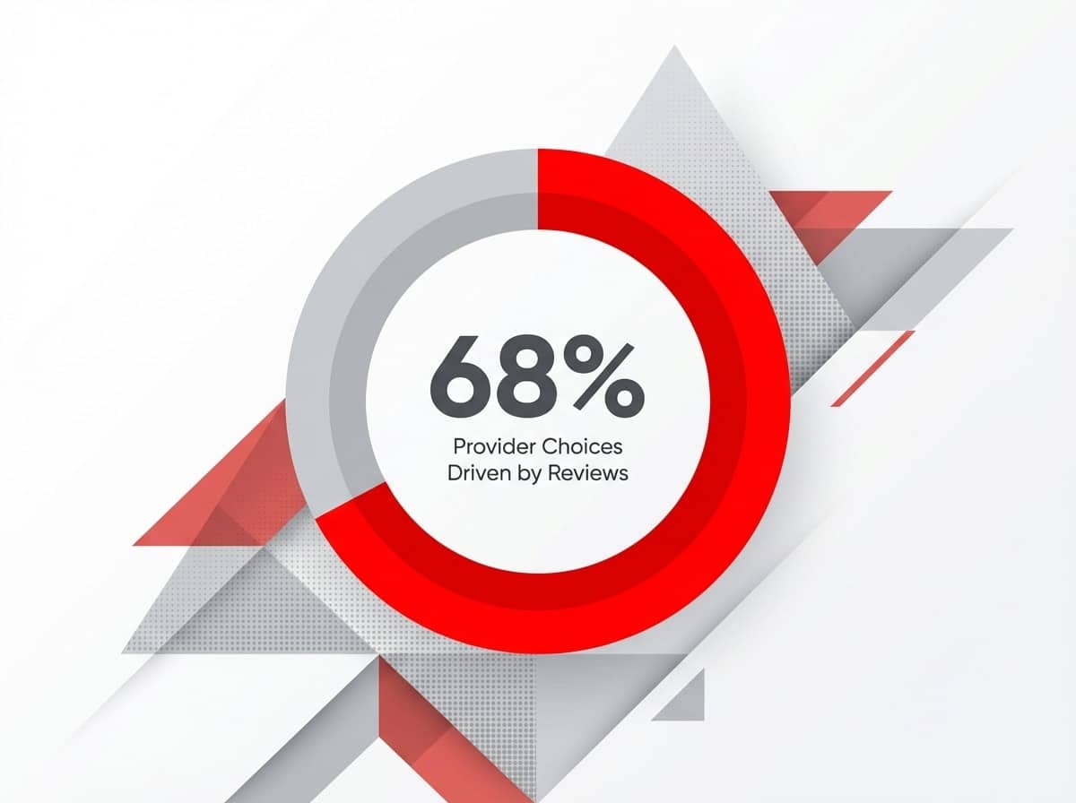 Infographic showing Provider Selections Influenced by Online Reviews: 68%