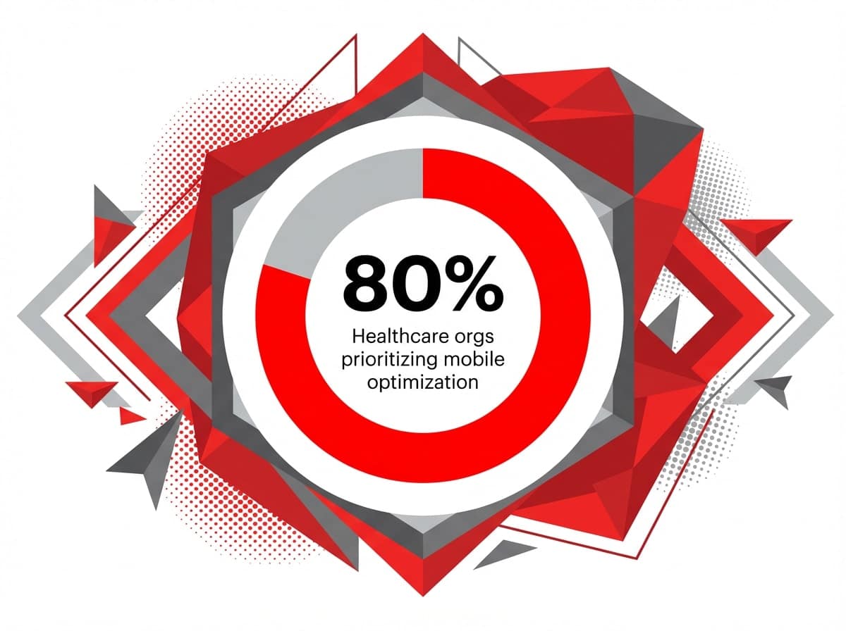 Infographic showing Healthcare orgs prioritizing mobile optimization: 80%