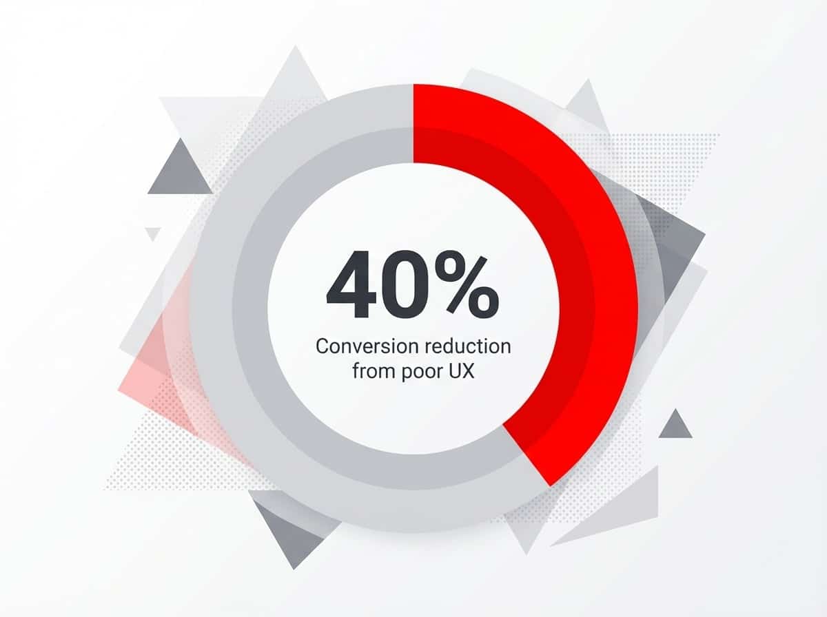 Infographic showing Conversion reduction from poor UX: 40%