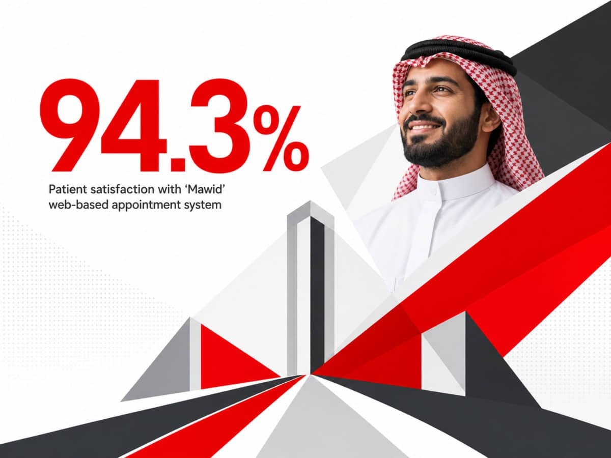 Infographic showing Patient satisfaction with 'Mawid' web-based appointment system